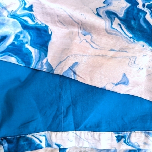 ANTHROPOLOGIE Maeve Marble Waters Blue Silk Blend Sleeveless Shift Dress (2) - Picture 6 of 7